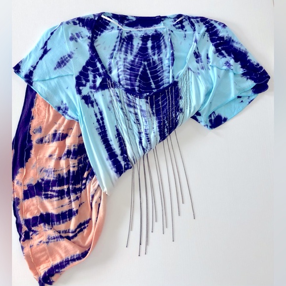 Free People Tops - Free people tie-dye chain detail tunic top a butterfly sleeve Jersey knit M